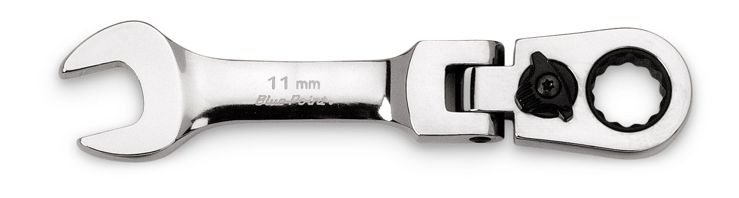 11 mm 12-Point Metric Midget 15° Offset Box Flex-Head Ratcheting Combination Wrench (Blue-Point®) | BOERMSF11 11 mm 12-Point Metric Midget 15° Offset Box Flex-Head Ratcheting Combination Wrench (Blue-Point®) | BOERMSF11